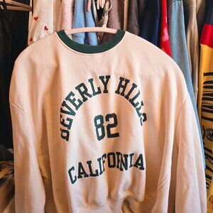 Zara Women's Green and Khaki Sweatshirt Beverly Hills